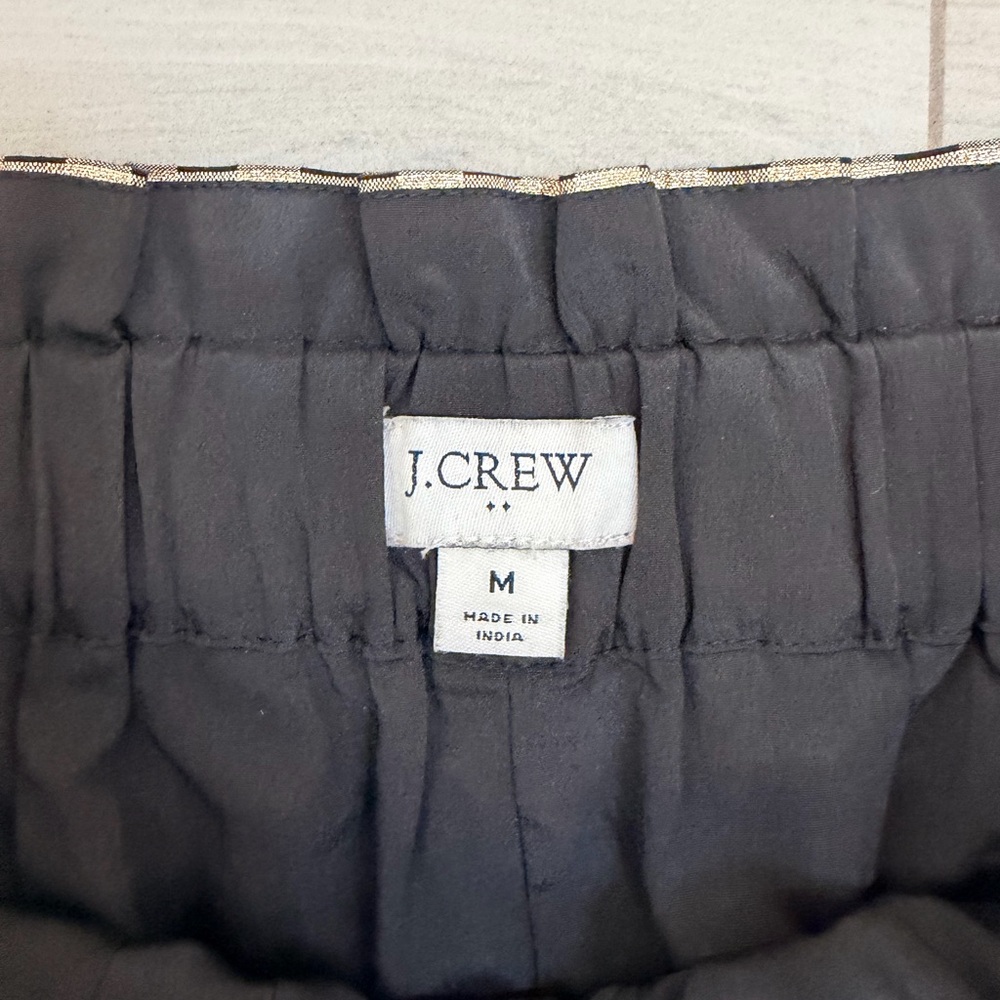 J. Crew Gold Metallic Gingham Pull On Mini Skirt Sz M Glam Preppy Holiday - Picture 5 of 7